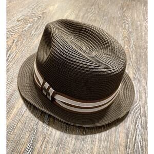 Vintage Men’s 100% Paper‎ Straw Brown Fedora Ribbon One Size